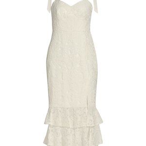 Monique Lhuillier Sleeveless Lace Midi Dress